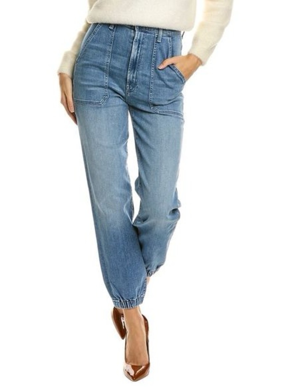 MOTHER DenimThe Wrapper Patch Springy Ankle.  colour: WE THE ANIMALS